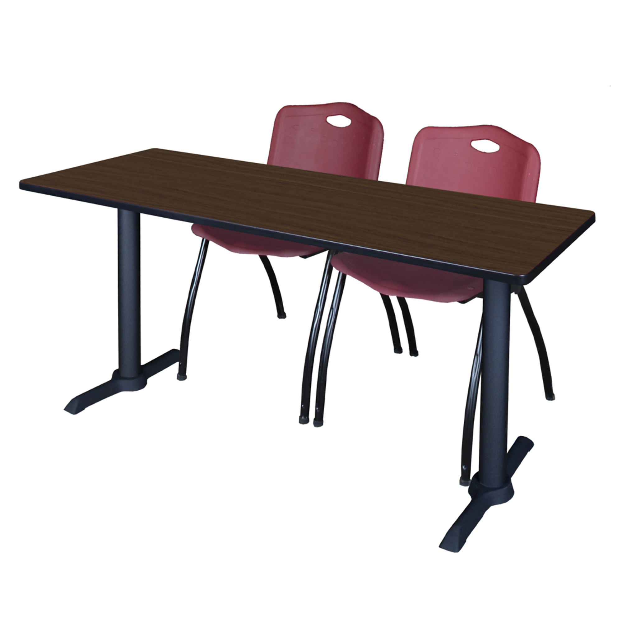 Regency Furniture Cain Training Table and M Stack Chairs — 60in. x 24in., Neo Walnut/Noble Oak, 2 Chairs, Model# MTRCT6024NW47BY